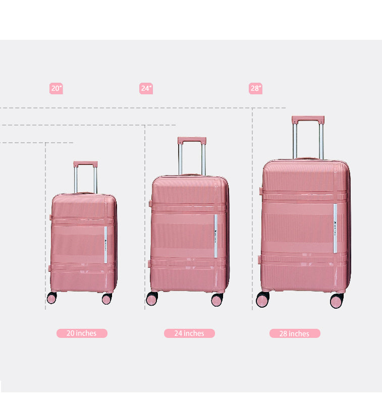 3Pcs Suitcase Set with 4 Spinner Wheels TSA Lock 20" 24" 28" Travel Trolley Case(3 Pcs Set PC+ABS-M6939