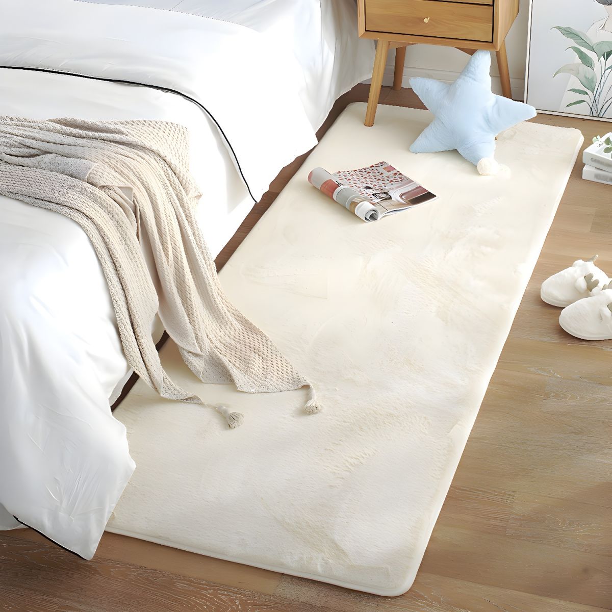 NATURAL FAUX RABBIT Rug Ultra Soft Plush Extra Large Rugs Living Room Wool Shaggy Fluffy