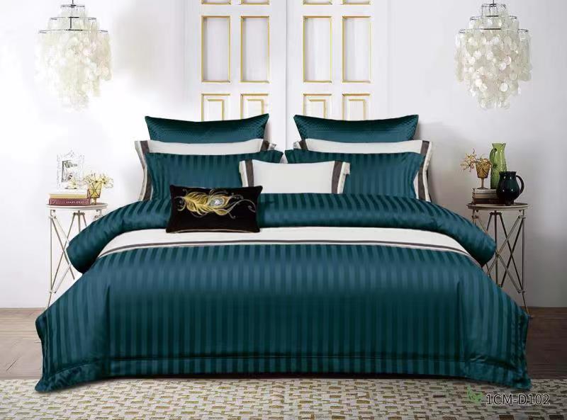 Satin Stripe Bed Duvet Cover Included Fitted Sheet (Duble) (King) (Super King)