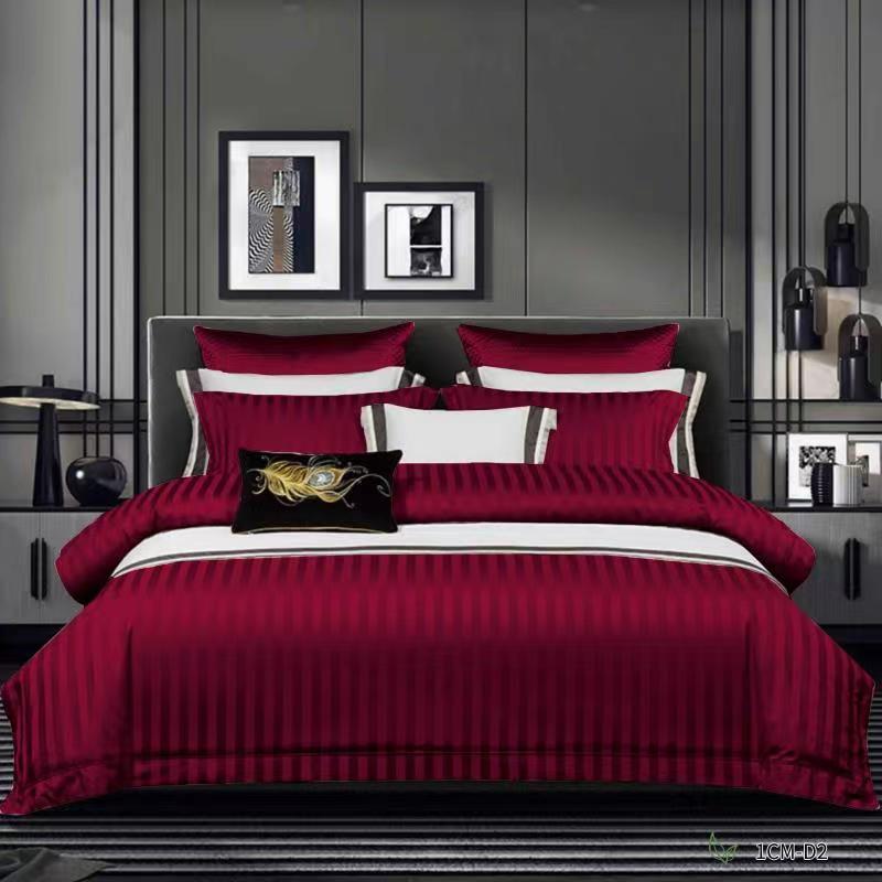 Satin Stripe Bed Duvet Cover Included Fitted Sheet (Duble) (King) (Super King)