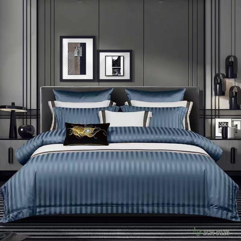 Satin Stripe Bed Duvet Cover Included Fitted Sheet (Duble) (King) (Super King)