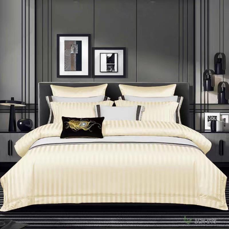 Satin Stripe Bed Duvet Cover Included Fitted Sheet (Duble) (King) (Super King)