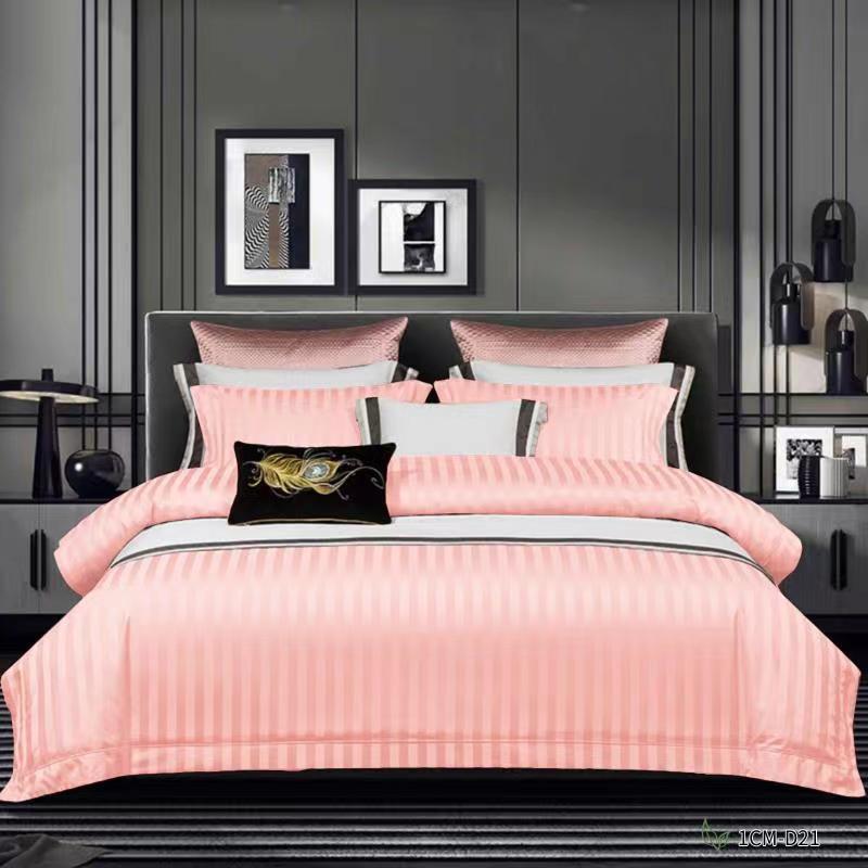 Satin Stripe Bed Duvet Cover Included Fitted Sheet (Duble) (King) (Super King)