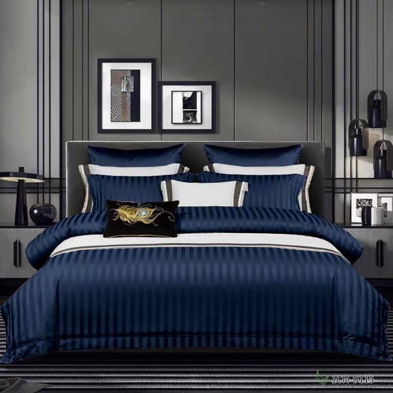 Satin Stripe Bed Duvet Cover Included Fitted Sheet (Duble) (King) (Super King)