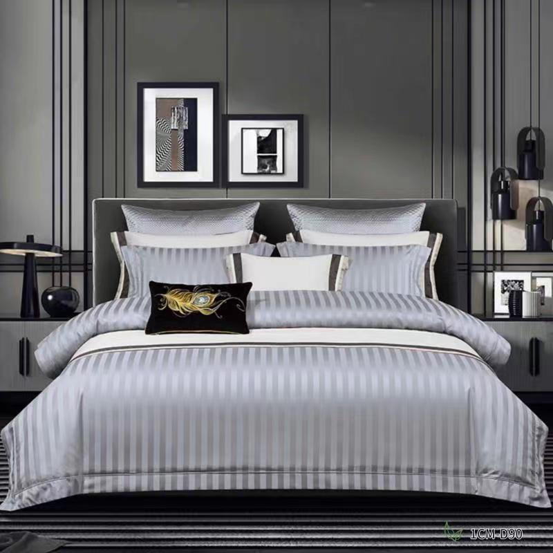 Satin Stripe Bed Duvet Cover Included Fitted Sheet (Duble) (King) (Super King)