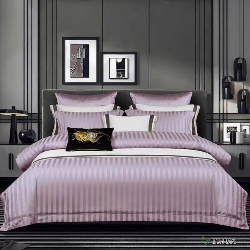 Satin Stripe Bed Duvet Cover Included Fitted Sheet (Duble) (King) (Super King)
