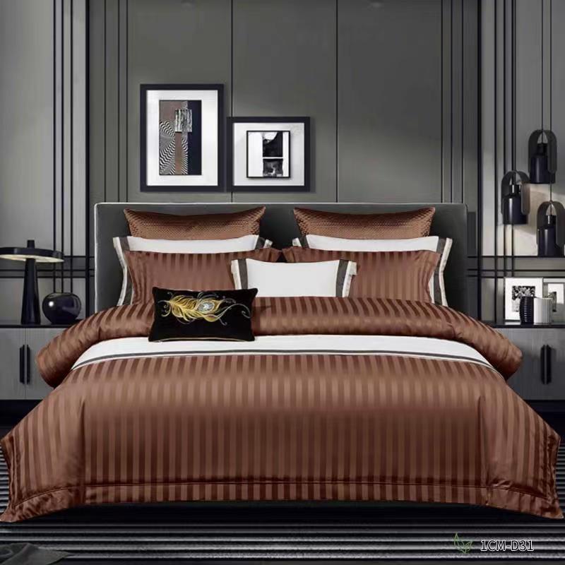 Satin Stripe Bed Duvet Cover Included Fitted Sheet (Duble) (King) (Super King)
