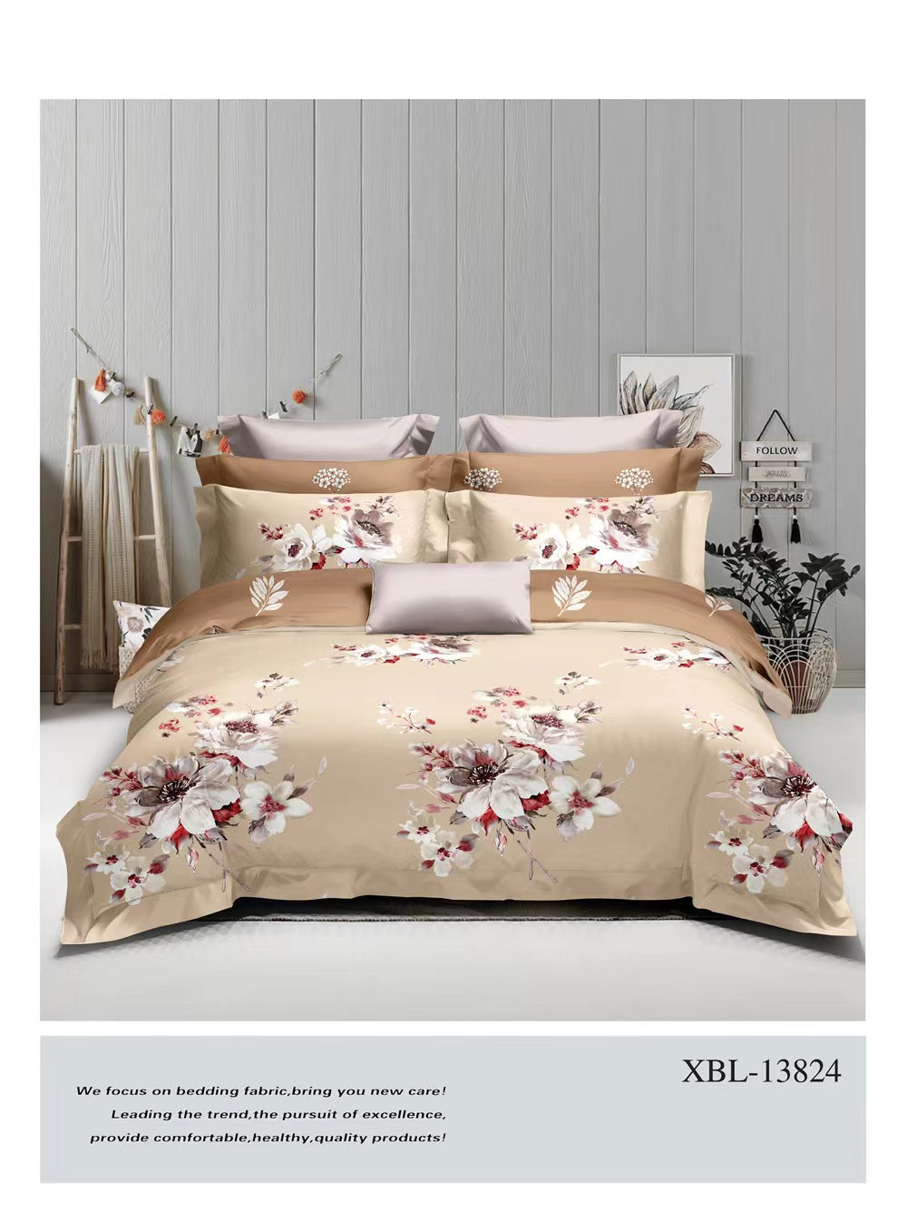 4 Piece  (Double)  Bedding Set 3D Design Duvet Cover Set Microfibre Printed Bedding Set with Pillow Cases and Extra Fitted Sheet Hypoallergenic