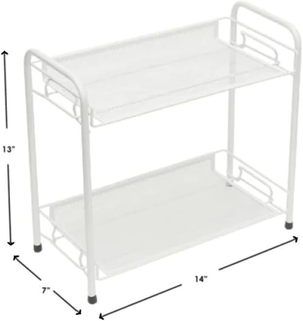 2-Tier Spice Rack, Kitchen Spice Rack, Height Adjustable, Foldable Spice Rack, Storage and Organization for Kitchen, Bathroom Storage Rack