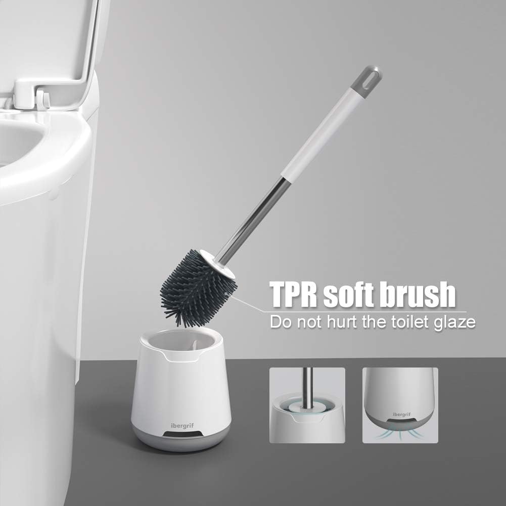 Toilet Brushes and Holder Set ,Wall Mounted Toilet Brush Grey, Silicone Toilet Bristle Brush with Holder for Bathroom Cleaning ,