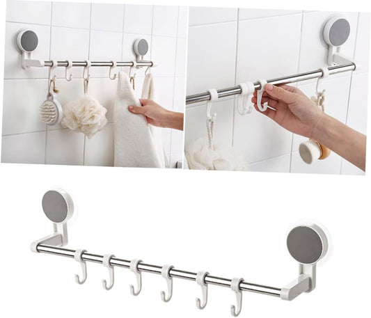 Stainless Steel Towel Rack 2pcs Suction Cup Towel Holder Towel Rack Kitchenwares Hanging Shelf Kitchenwares Rack Traceless Towel