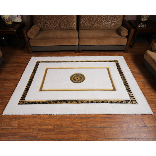 Faux Fur  Rabbit Rug Ultra Soft With Gold Fur Rug, Shaggy And Leather Carpet  160x230