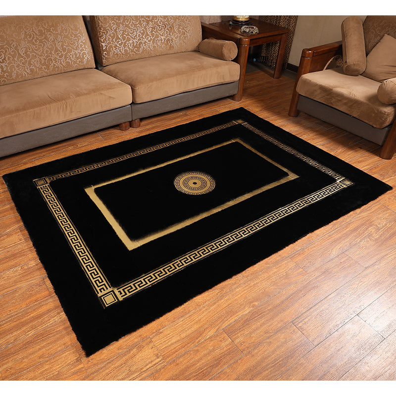Faux Fur Rabbit Rug Ultra Soft With Gold Fur Rug, Shaggy And Leather Carpet 160x230