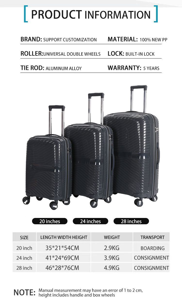 Suitcase Carry On Hand Cabin Luggage Lightweight Hard Shell Checked in Suitcase with 4 Spinner Wheels TSA Lock 13" 20" 24" 28" Travel Trolley Case PC+ABS-M6989