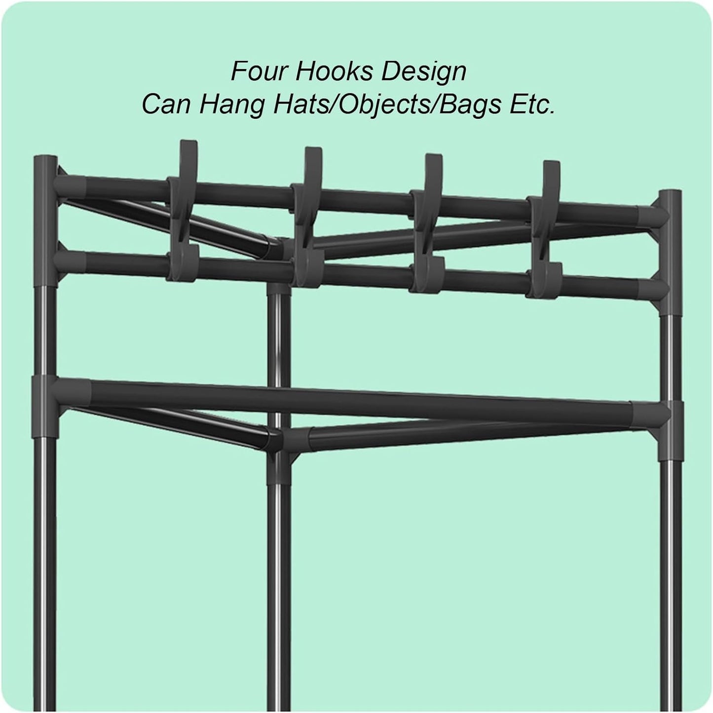 Corner Coat Rack Freestanding Metal Clothing Rack With 2/3-Tier Shelves And 4 Hooks Corner Clothes Rack For Home,Bedroom,Living Room