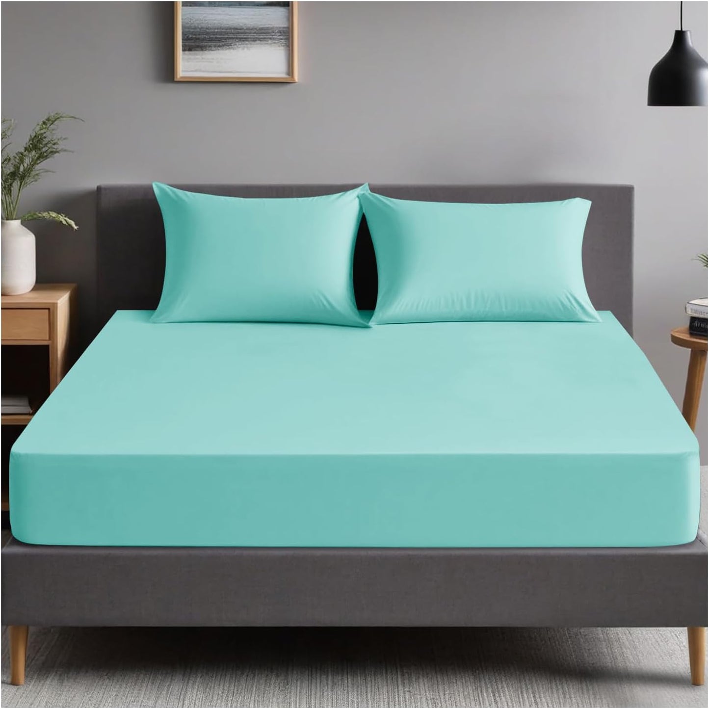 Fitted Bed Sheet Poly Cotton Percale Easy Care Plain Dyed Bed Sheet