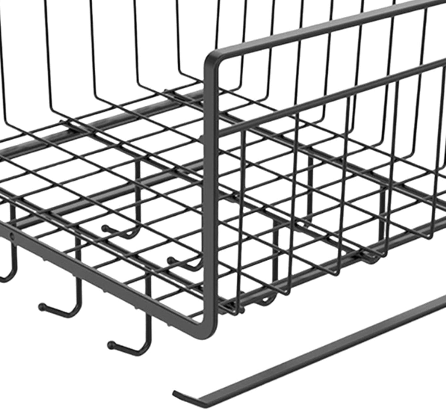 Extra-large Metal Hanging Basket Under-Cabinet Wire Basket Small Item Organiser for Home Use Under Desk Shelf for Kitchen Pantry Bookshelf with Dual Mounted Hooks