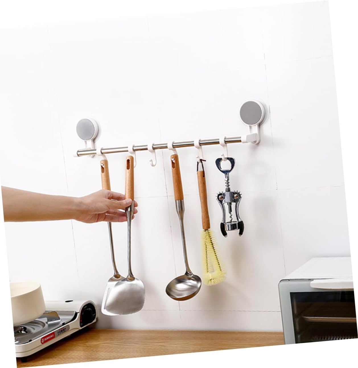 Stainless Steel Towel Rack 2pcs Suction Cup Towel Holder Towel Rack Kitchenwares Hanging Shelf Kitchenwares Rack Traceless Towel