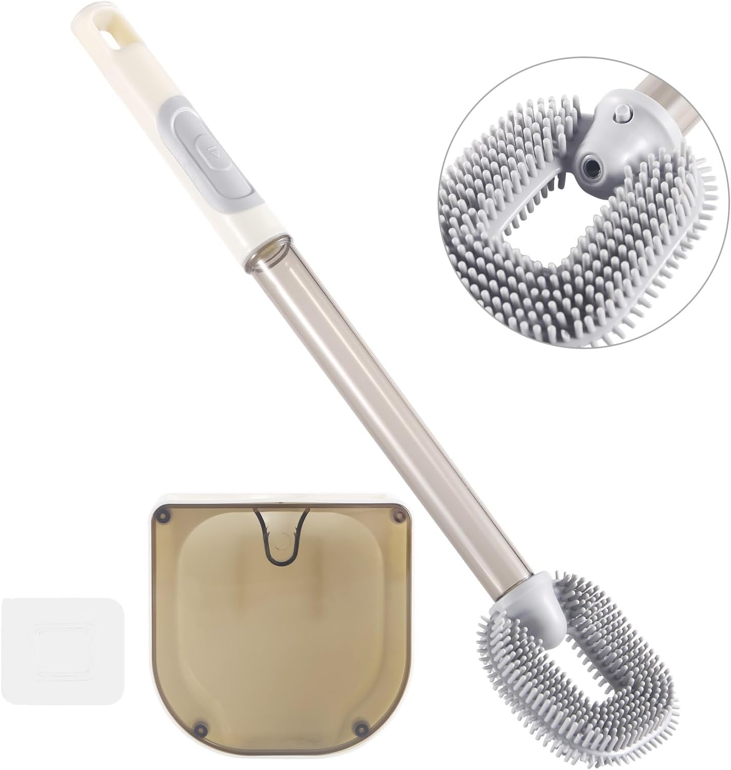 Silicone Toilet Brush and Holder Set, Deep Cleaning Bowl Toilet Brush with Soft Flexible Bristles and No-Slip Plastic Handle