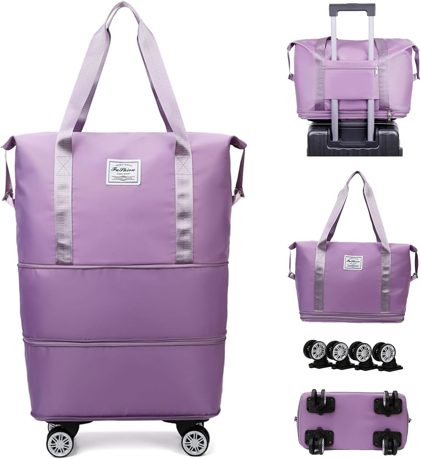 Duffle Bag for Travel with Wheels Expandable and Removable Wheels