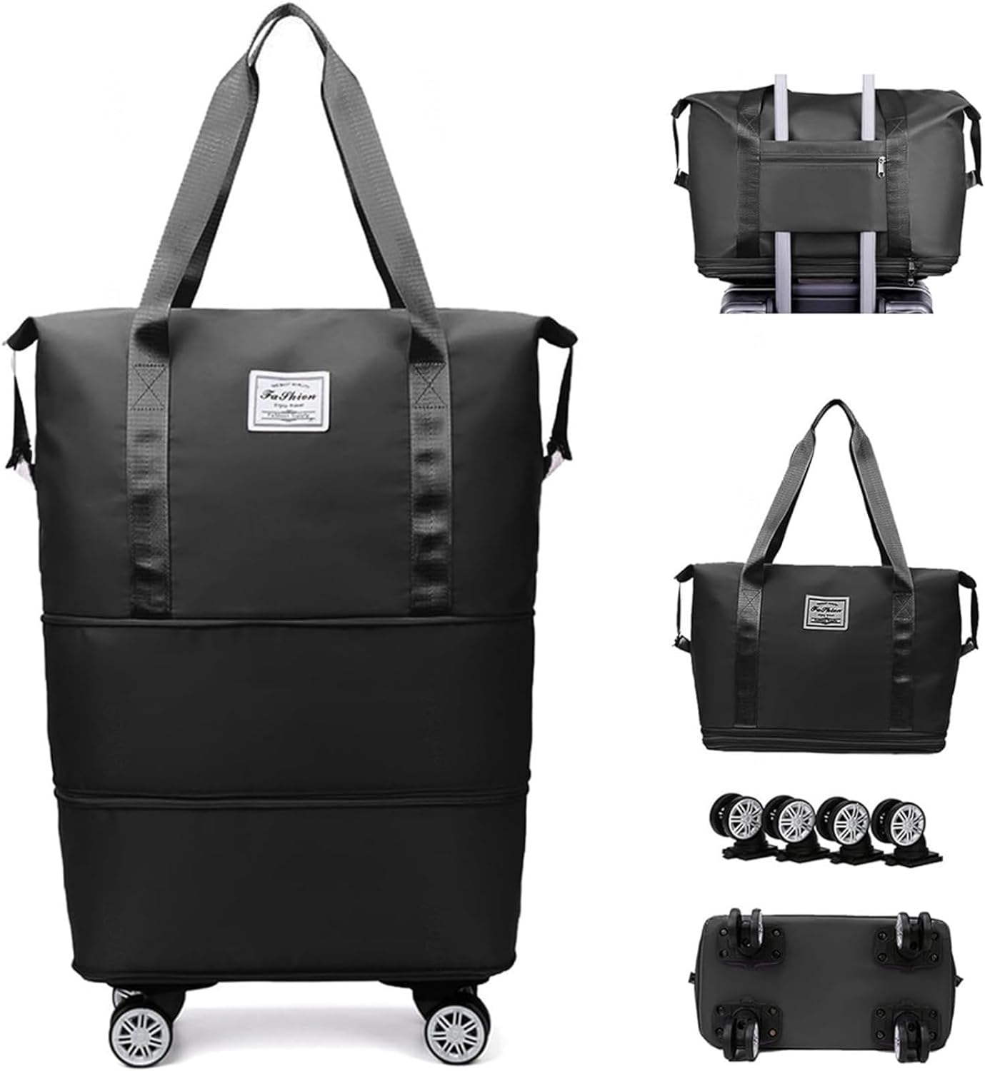 Duffle Bag for Travel with Wheels Expandable and Removable Wheels