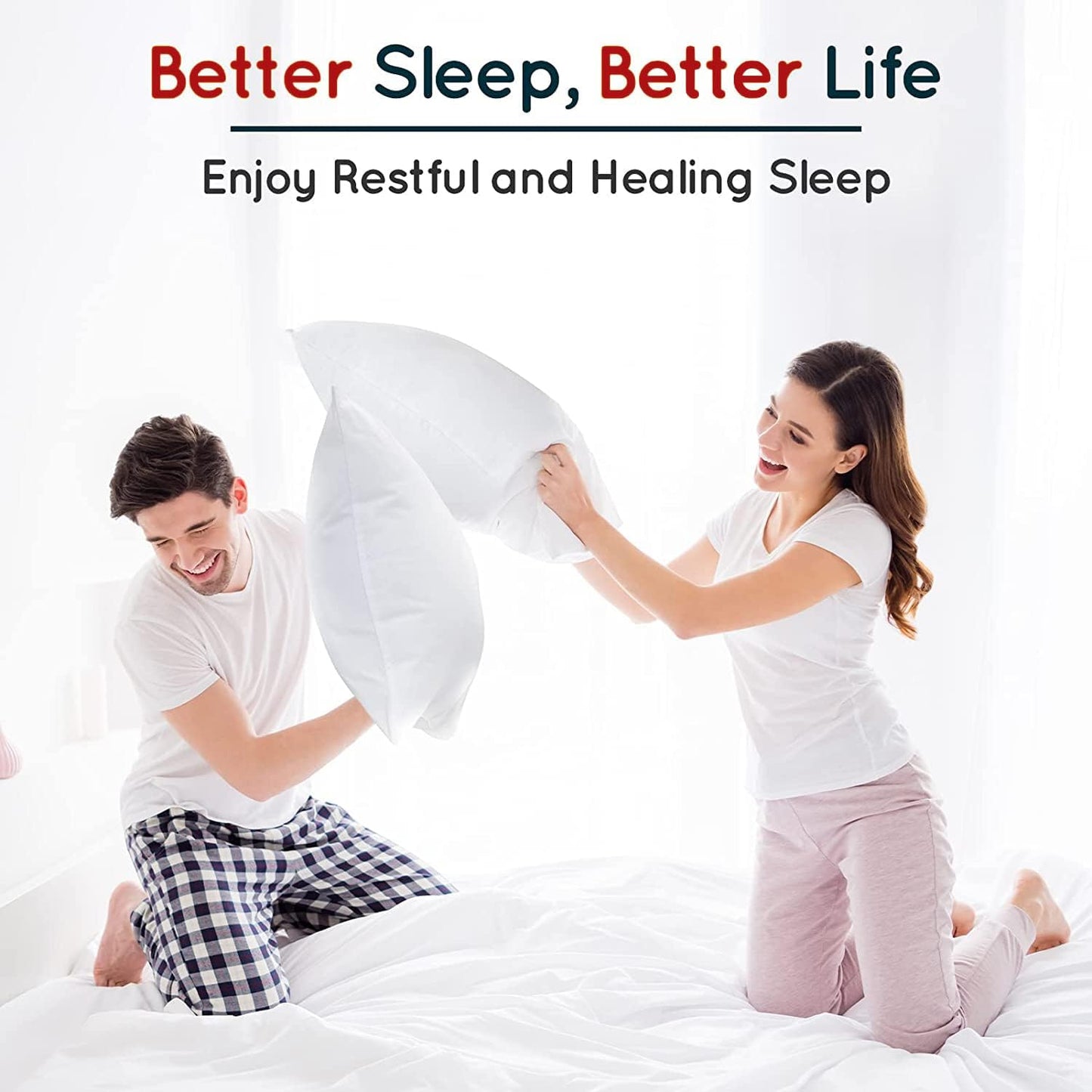Home Pillows 2 Pack, Soft Support Bounce To Back Hotel Quality Extra Filling Bed Designed For Front, Side And Sleeper, Body ,100% Hypoallergenic Ultra Soft Microfibre Filling (50x75cm) (Copy) (Copy)