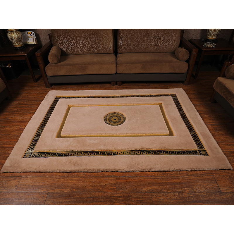Faux Fur Rabbit Rug Ultra Soft With Gold Fur Rug, Shaggy And Leather Carpet 160x230