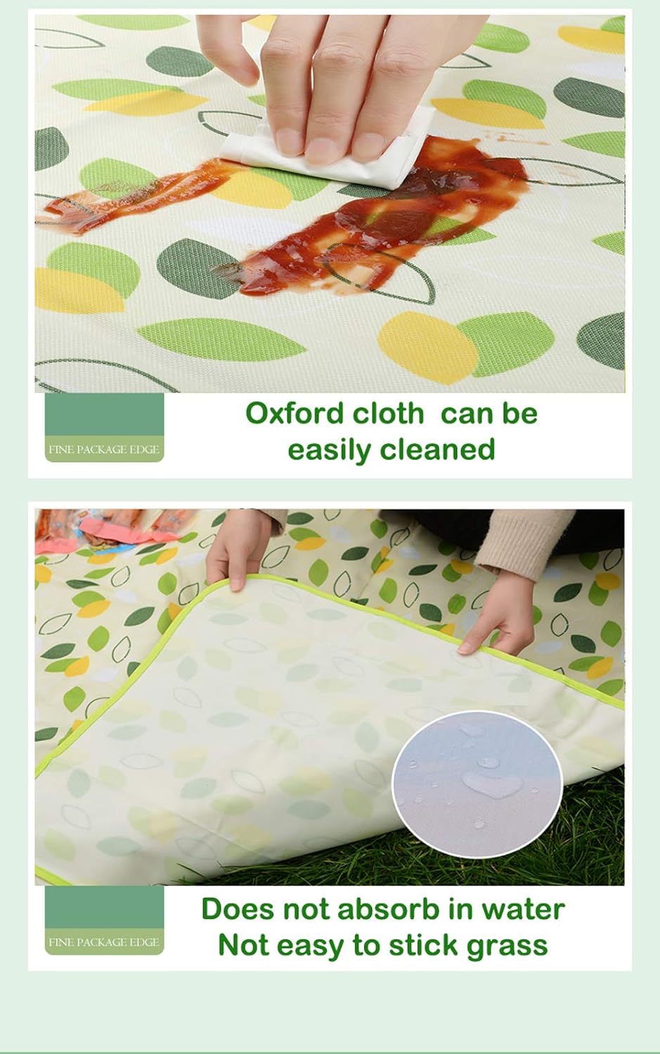 Picnic travel Blanket With Waterproof Backing, 200 x 200 cm Picnic Mat Foldable