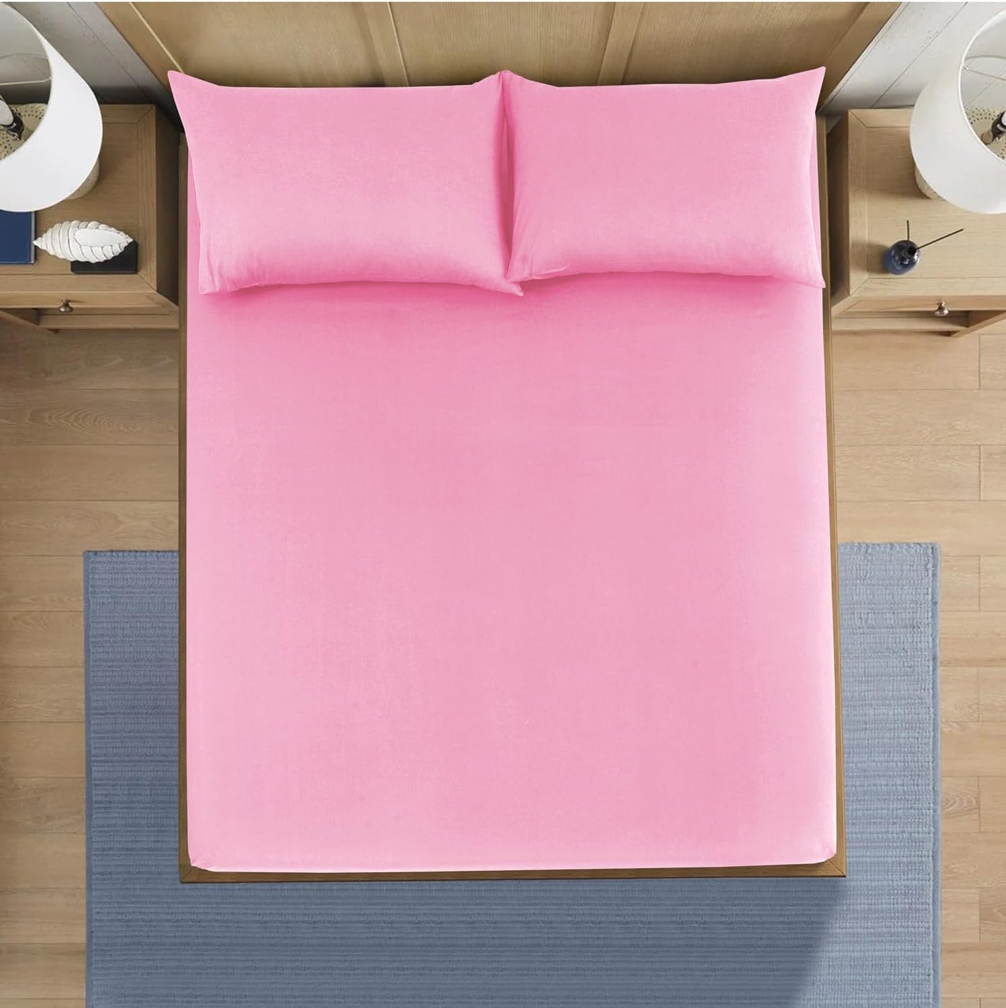 Fitted Bed Sheet Poly Cotton Percale Easy Care Plain Dyed Bed Sheet