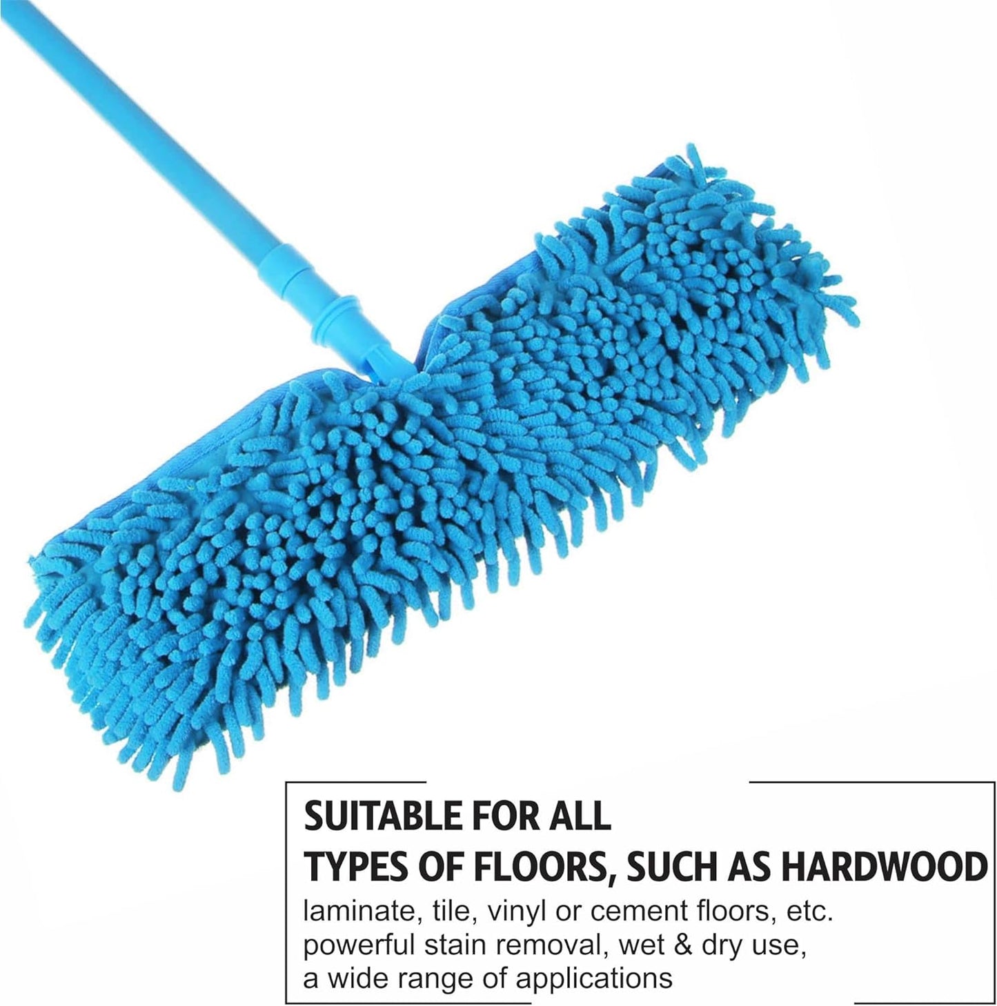 Chenille Flat Floor Mop with Extendable Handle