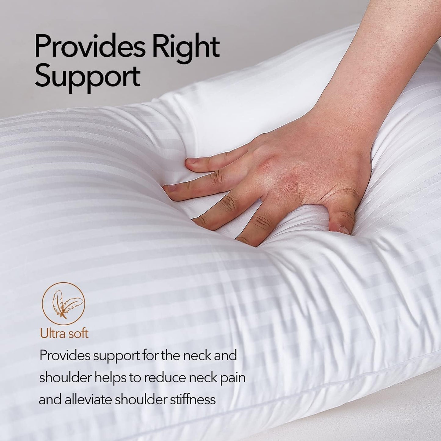 Home Pillows 2 Pack Hotel Quality Pillows Side Sleeper Bounce Back Bed Pillow Quick Rebound & Dust Proof Resistant Premium Filled Hotel Pillows Pack of 2, 100% Hypoallergenic Ultra Soft Microfibre Filling (50x75cm)