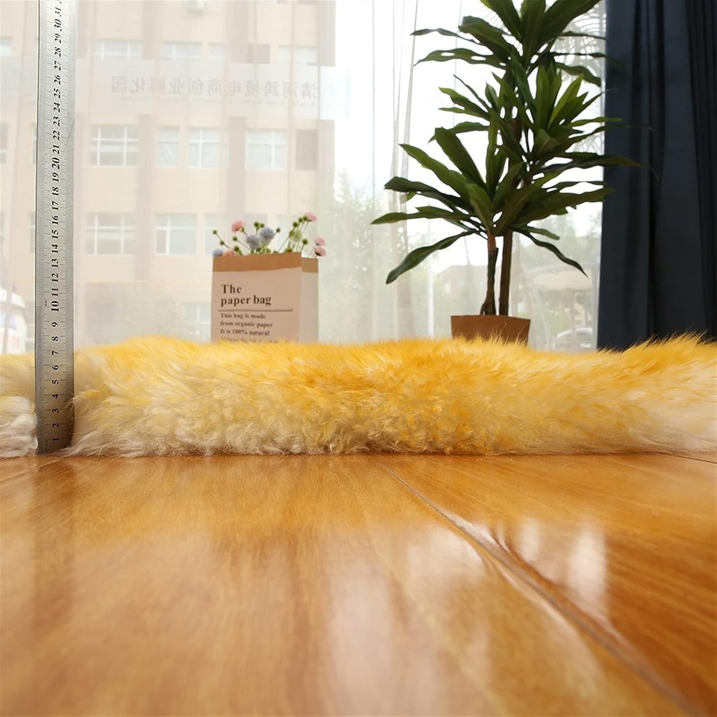 Real Genuine Sheepskin Rug Natural Sheepskin Throw Real Full Sheepskin Rugs Fluffy Fur Rug Authentic Sheepskin Seat Covers For Chairs Sheepskin Seat Pads Cushion White (70X100cm)(Double: 210x80cm)