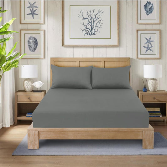 Fitted Bed Sheet Poly Cotton Percale Easy Care Plain Dyed Bed Sheet