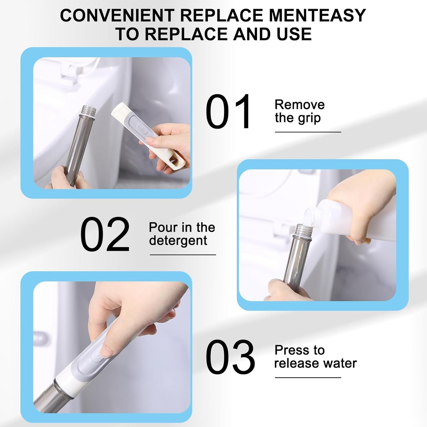 Silicone Toilet Brush and Holder Set, Deep Cleaning Bowl Toilet Brush with Soft Flexible Bristles and No-Slip Plastic Handle