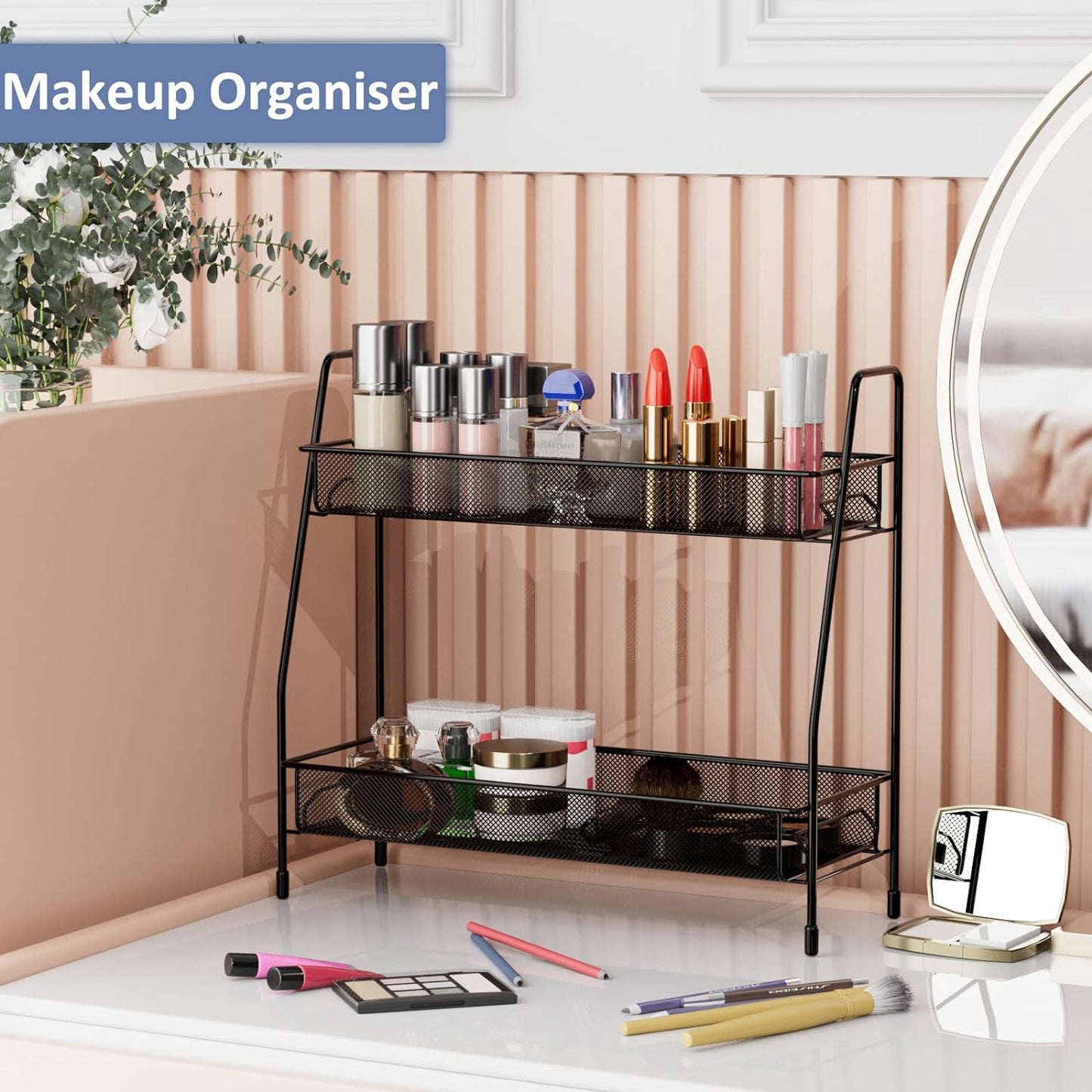 2 Tier Bathroom organiser - 17D x 36W x 33H CM Small Bathroom Counter Storage Kitchen Storage & Organisation for Countertop Home and Office
