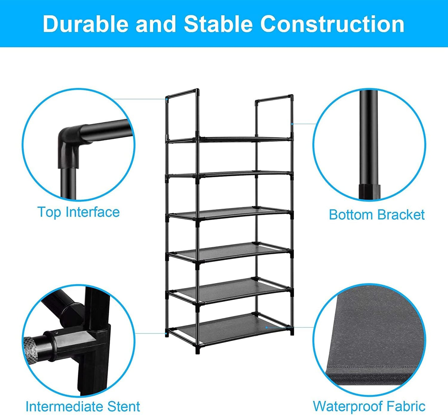8 Tiers Shoe Rack Tall Shoe Racks Shelves Standing Storage Organizer for 40 Pairs Shoes