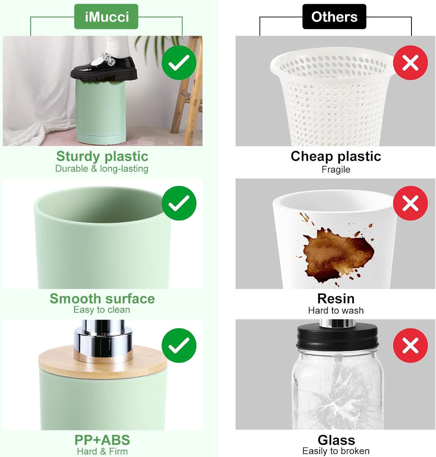 6 piece Bathroom Accessories Set with round bamboo cover