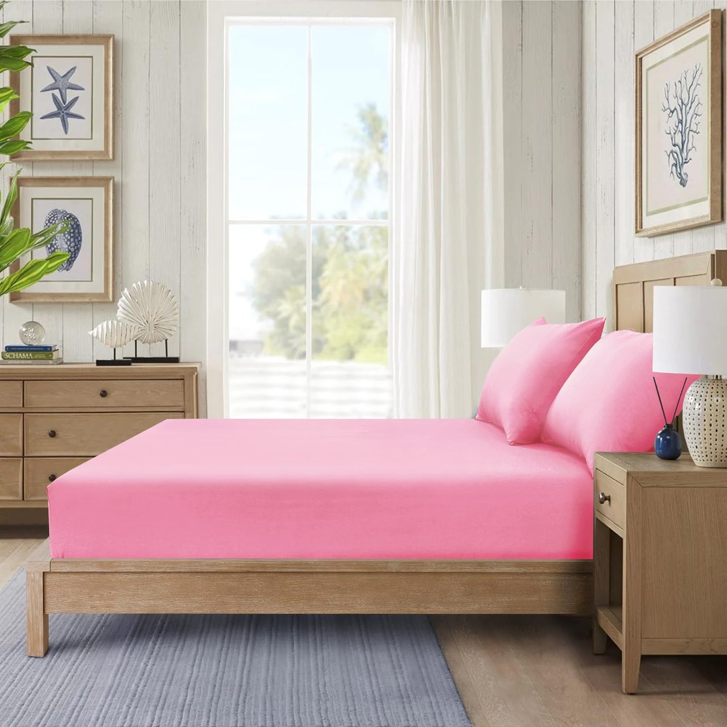 Fitted Bed Sheet Poly Cotton Percale Easy Care Plain Dyed Bed Sheet