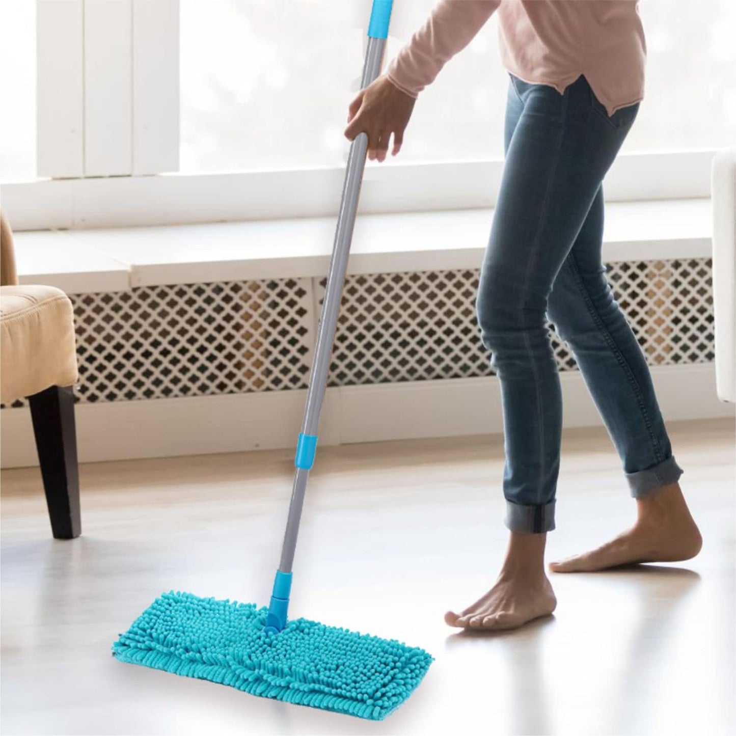 Chenille Flat Floor Mop with Extendable Handle