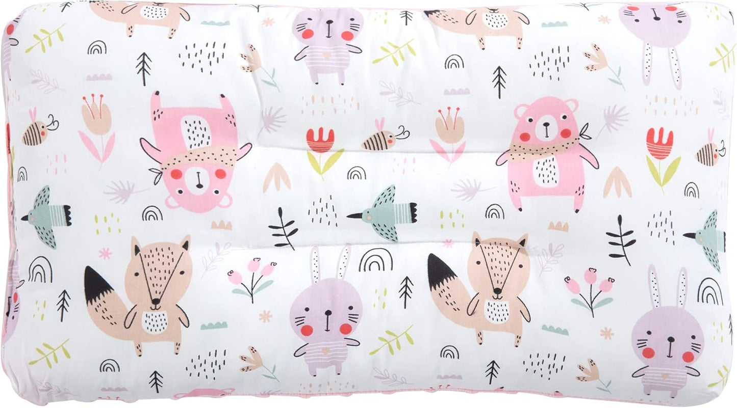 Flat Head kids Pillow | Prevents & Corrects Plagiocephaly | Breathable 3D Air Mesh | Soft Organic Cotton | Completely Washable | Newborn Head Shaping | Safari Animals (1 Pack)