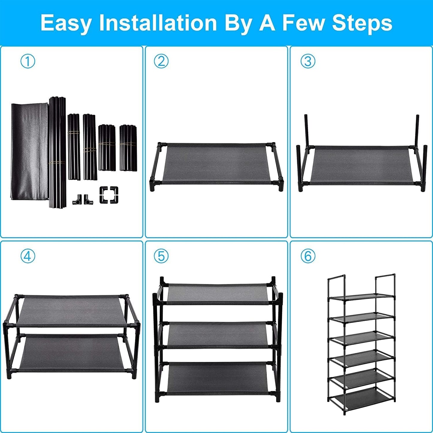 8 Tiers Shoe Rack Tall Shoe Racks Shelves Standing Storage Organizer for 40 Pairs Shoes