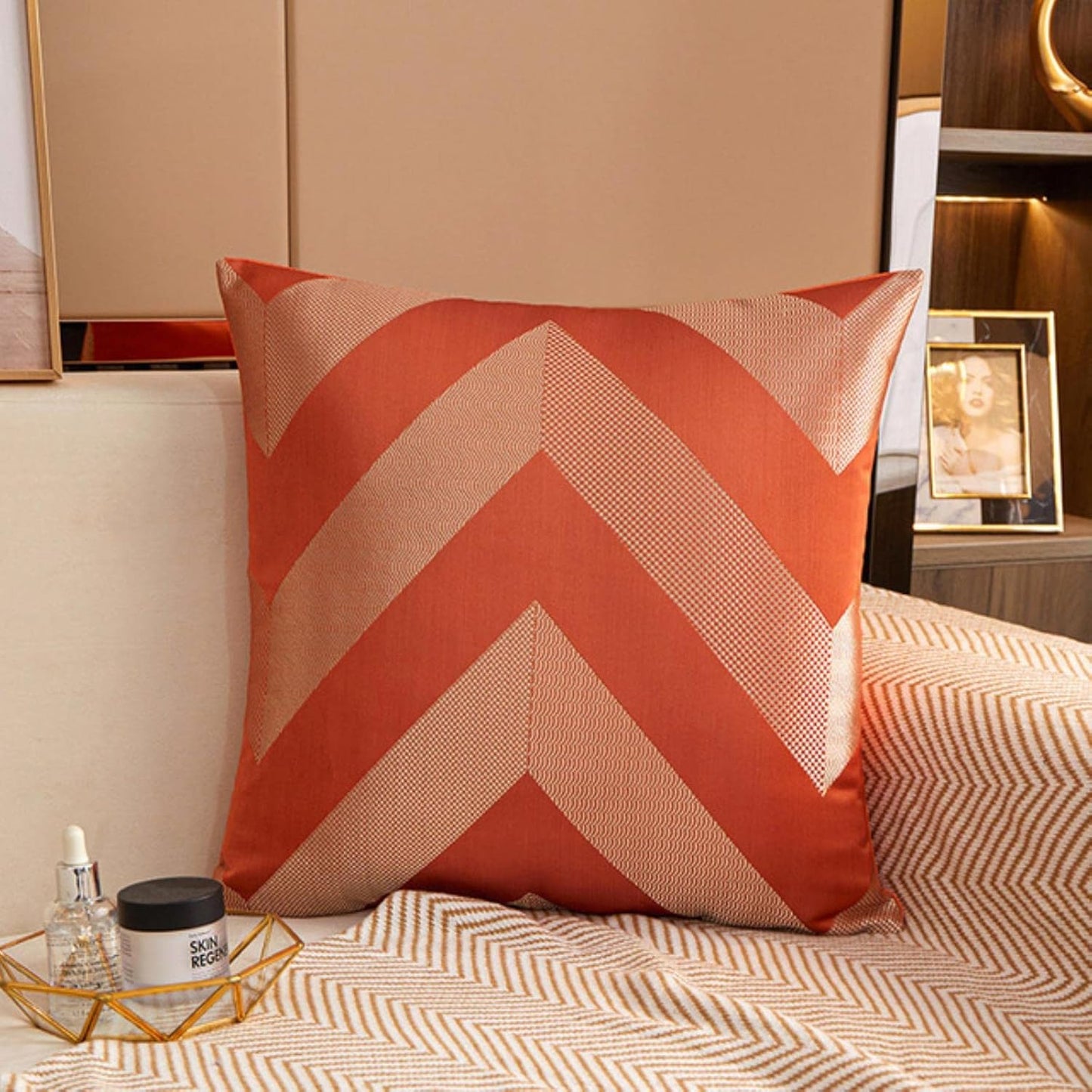 Satin Cushion Cover Nordic Pillow Case Geometry Silky Home Decor 45x45