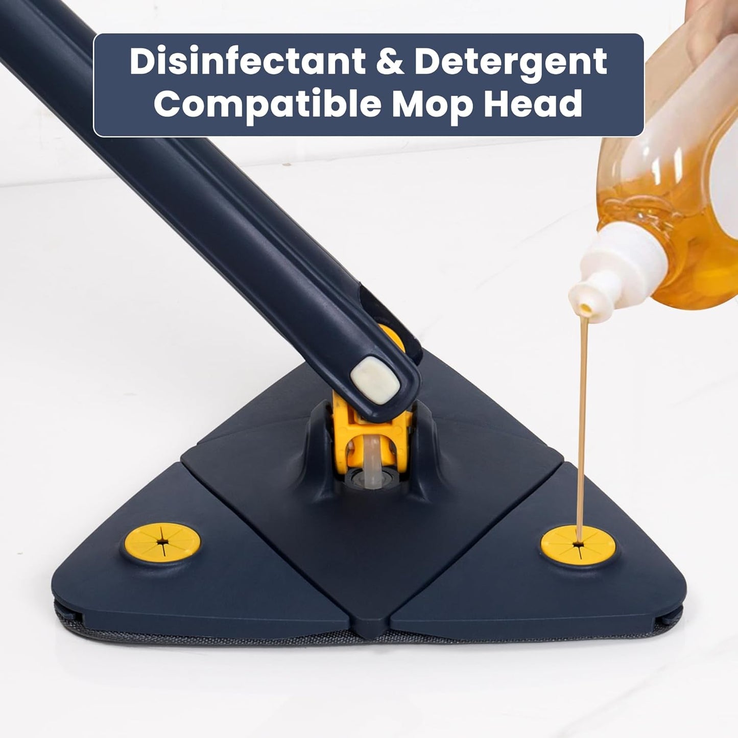 360° Rotating Triangular Cleaning Mop for Walls Triangle Mop with Extra Microfibre Absorbent Head Automatic Water Squeezing and Extendable Handle Wet Dry Floor Ceiling Window Cleaning