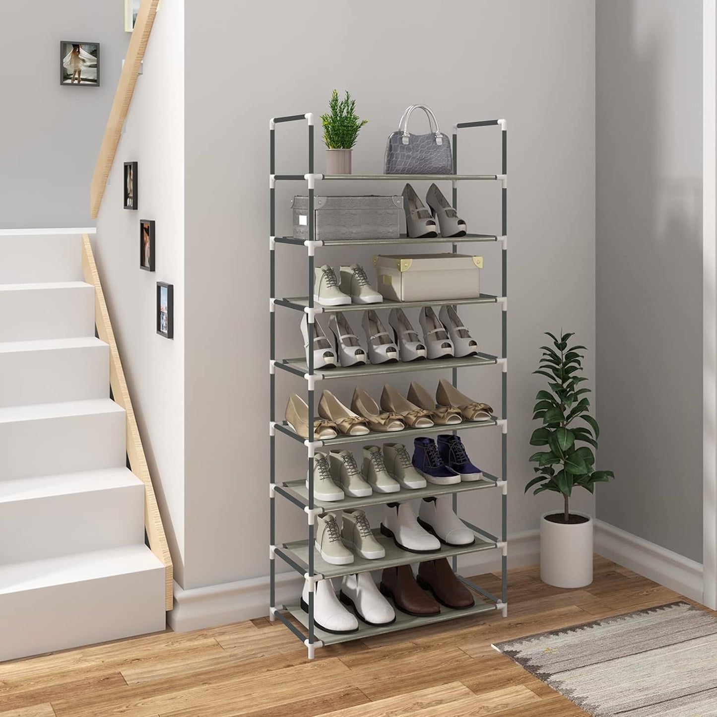 8 Tiers Shoe Rack Tall Shoe Racks Shelves Standing Storage Organizer for 40 Pairs Shoes