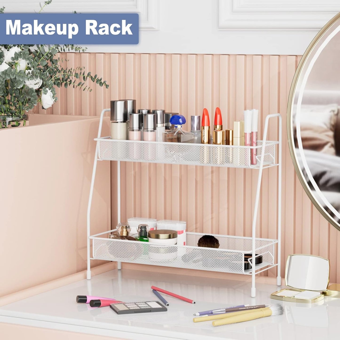 2 Tier Bathroom organiser - 17D x 36W x 33H CM Small Bathroom Counter Storage Kitchen Storage & Organisation for Countertop Home and Office