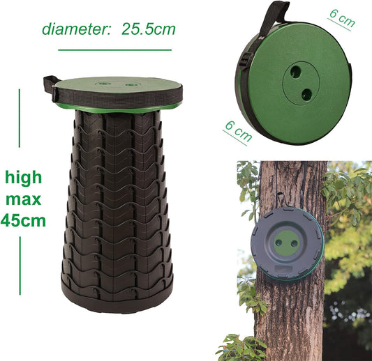 Folding Stool, Portable Telescopic Collapsible Stools Lightweight Simple Compact Seat for Adults Seniors Subway Fishing Garden Camping Travel Hiking Golf Outdoor