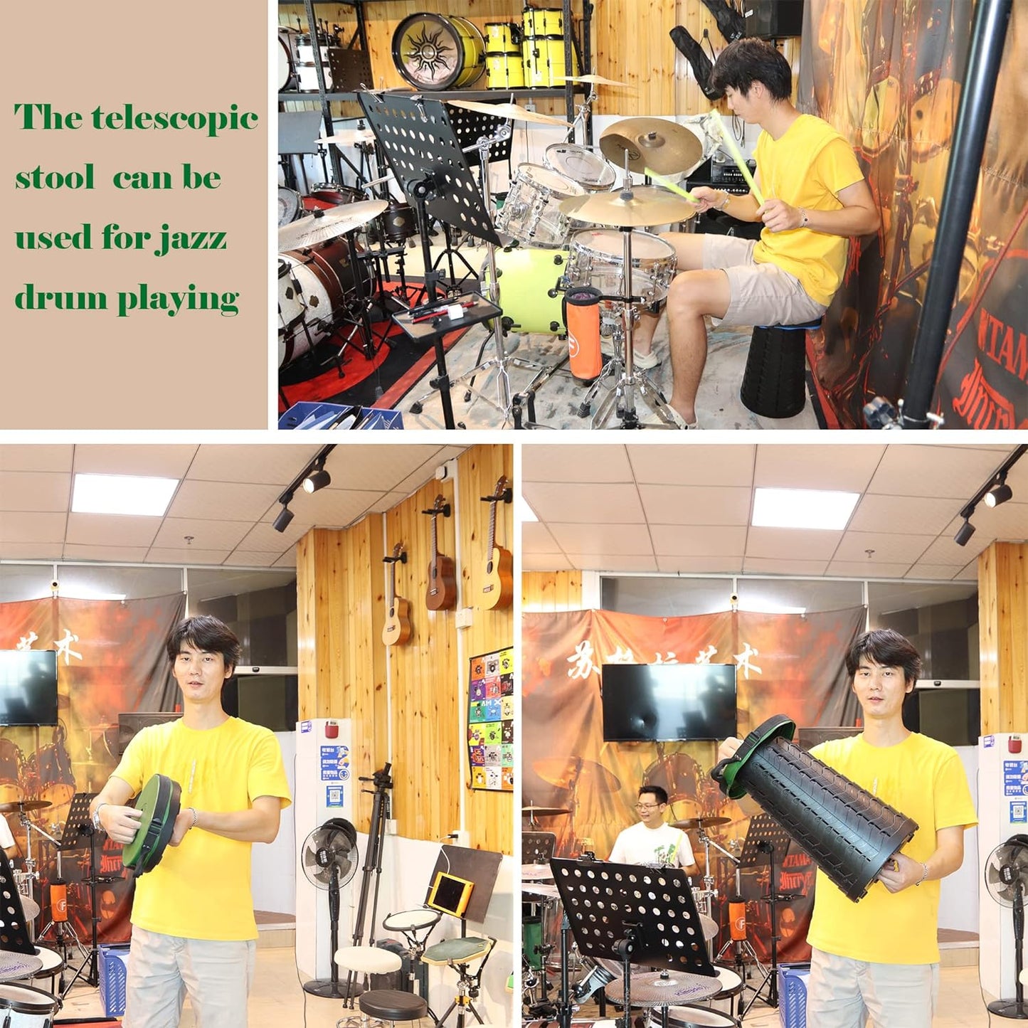 Folding Stool, Portable Telescopic Collapsible Stools Lightweight Simple Compact Seat for Adults Seniors Subway Fishing Garden Camping Travel Hiking Golf Outdoor