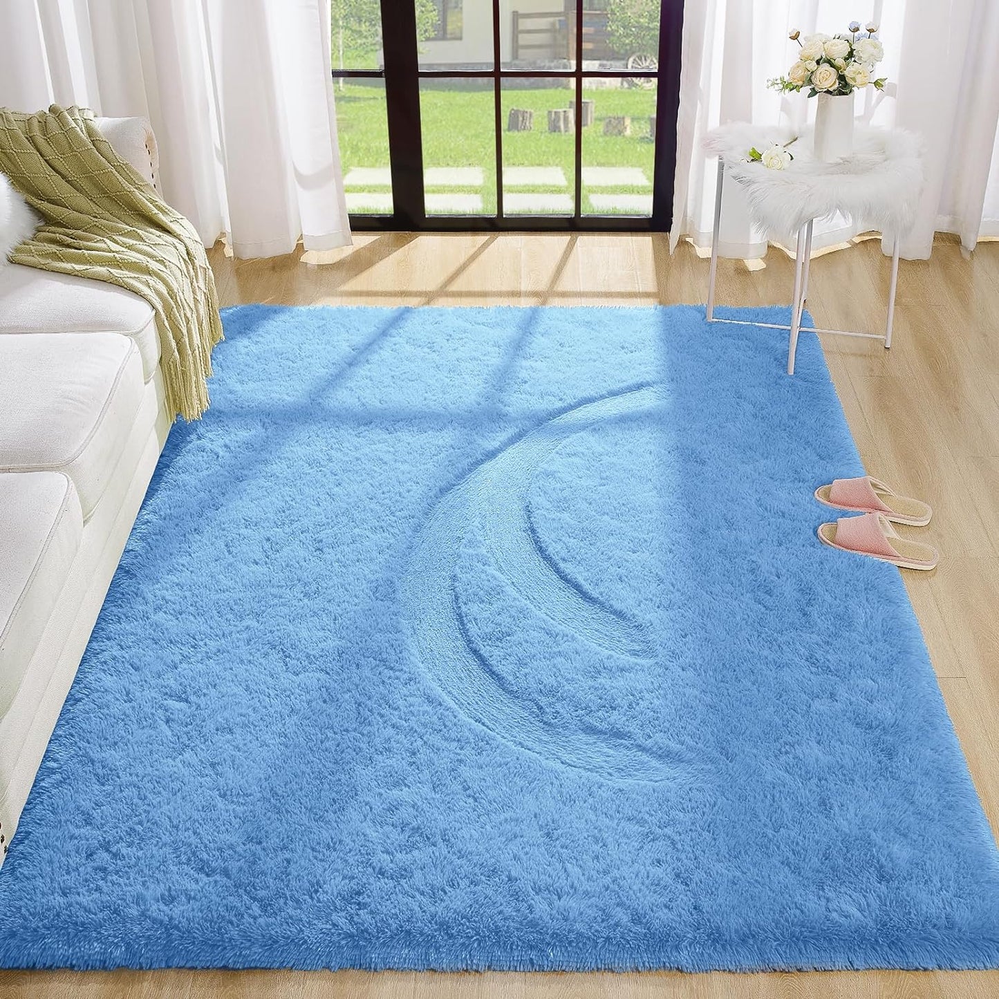 NATURAL FAUX RABBIT Rug Ultra Soft Plush Extra Large Rugs Living Room Wool Shaggy Fluffy
