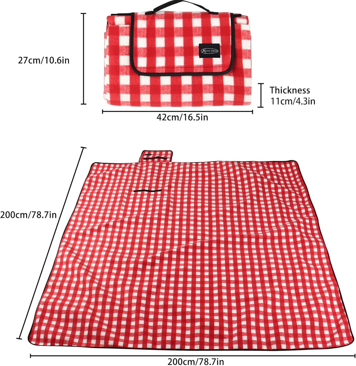 Picnic travel Blanket With Waterproof Backing, 200 x 200 cm Picnic Mat Foldable