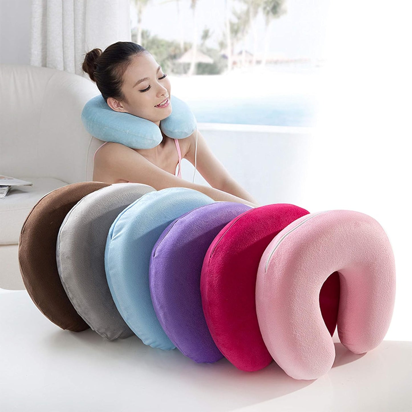 Neck pillow ,Memory Foam U Shape Travel Neck Pillow Soft Velour Cover for Head Support, Stress Relief,Airplane, Car, Home
